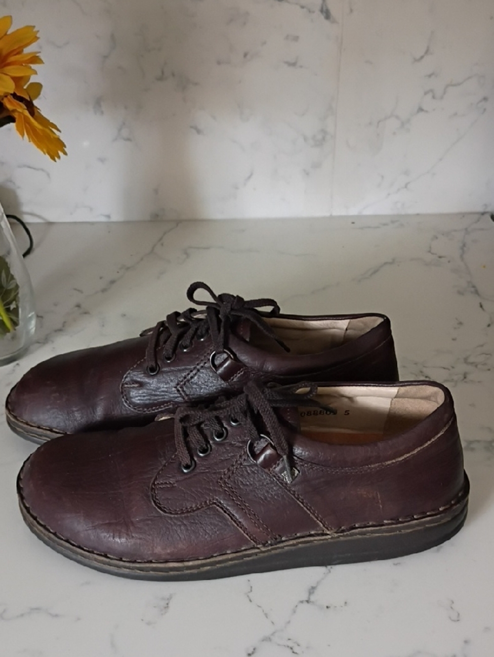 FINN COMFORT  Women's Brown Leather Casual Lace-Up Shoes